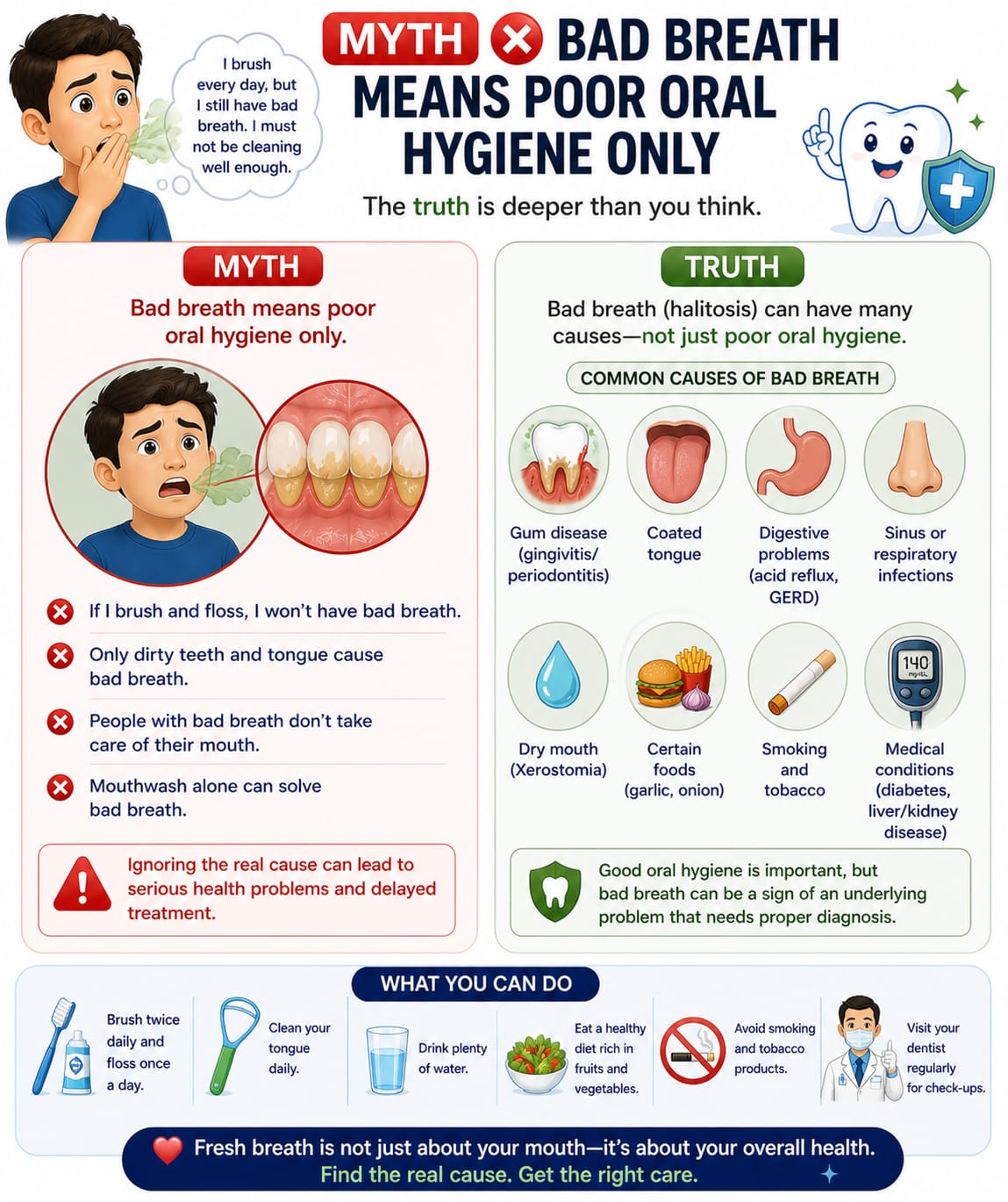 Dental myth and fact poster about bad breath